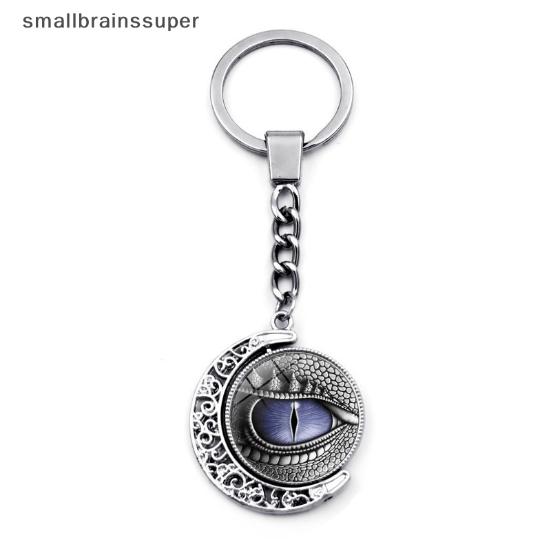 Smallbrainssuper Móc Khóa Hai Mặt Đính Đá Mặt Trăng Thời Trang Vintage Sáng Tạo SBS