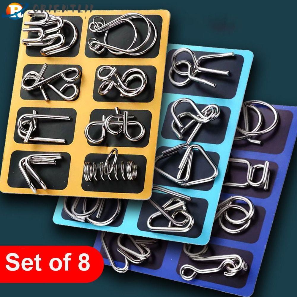 ORIENTLII Bộ 8 Vòng Kim Loại Lắp Ráp Thử IQ Phong Cách Trung Hoa Cổ Điển