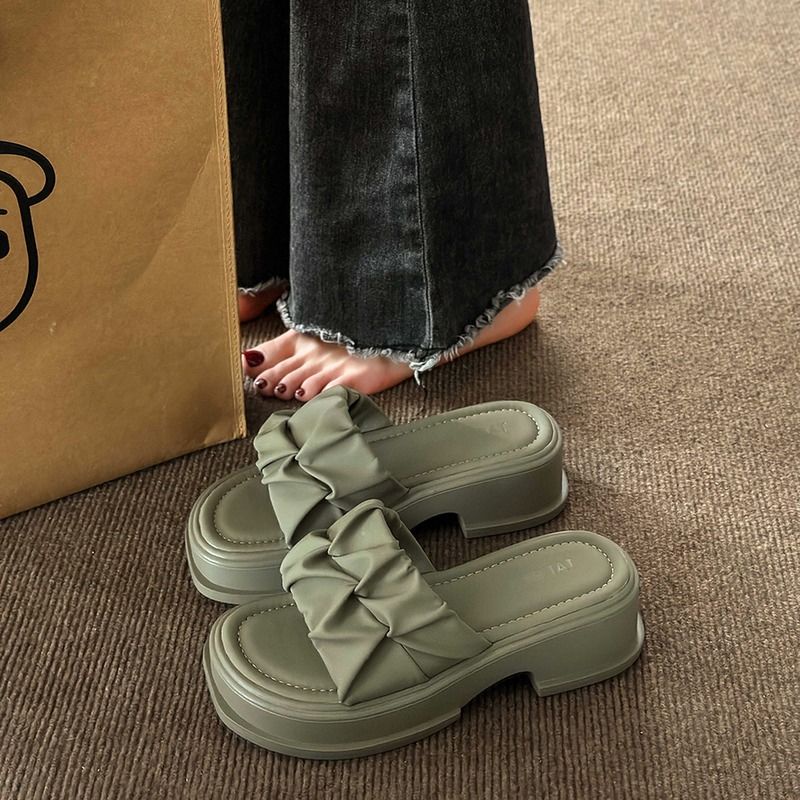 KaBaiQi Dép bánh mì guốc dép sandal nữ Màu Sắc Đơn Giản Thoải Mái Cao Gót Chống Trơn Trượt dép đế xuồng 32ZHDLX072710