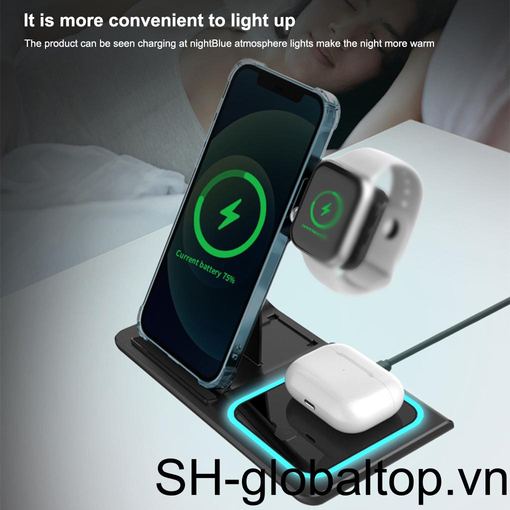 Đế Sạc Đứng Không Dây Tự Động Có Đèn Ngủ Tiện Dụng Mang Theo Du Lịch