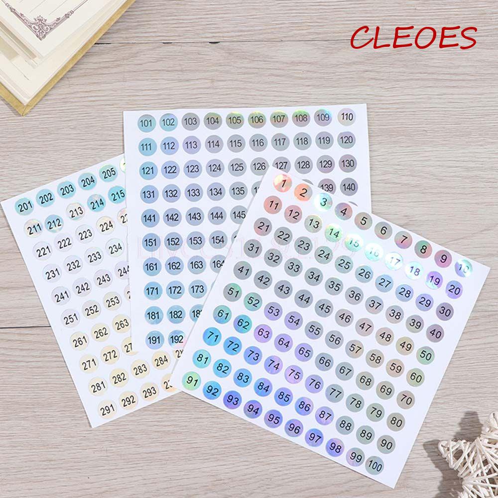 CLEOES Nhãn Dán Trang Trí Lọ Sơn Móng Tay Hình Số Từ 1-500 Màu Laser DIY