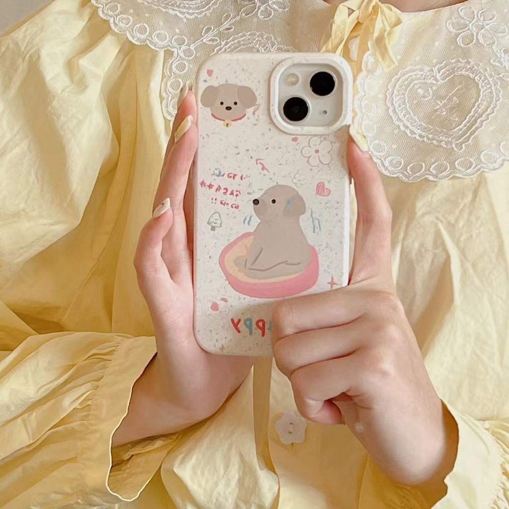 Ốp Điện Thoại Chống Sốc Có Thể Phân Hủy Được Họa Tiết Cún Dễ Thương Cho Iphone 13Promax 14 11 12