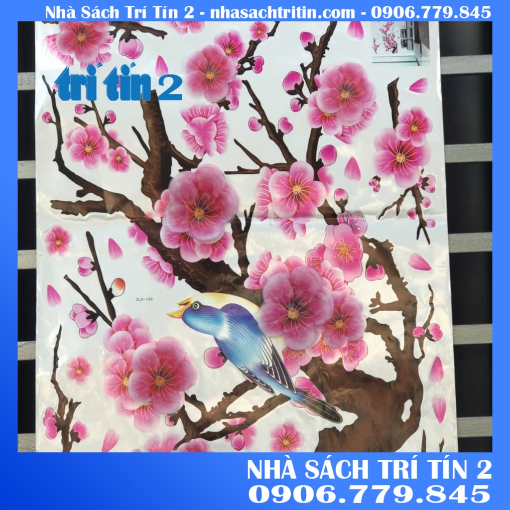 Decal trang trí tết cao cấp hoa mai dán cửa kính có keo sẵn trang trí văn phòng cửa hàng có keo sẵn dễ tháo dán