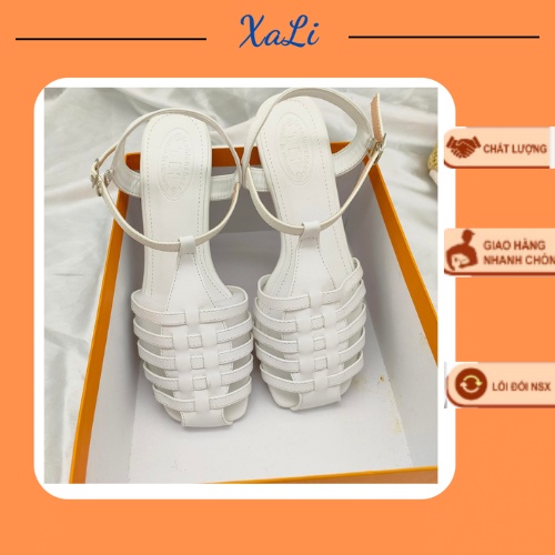 Giày Rọ Quai Đan Nữ XALI Gót Cao 2cm Da Lì Mũi Tròn, Sandal Rọ Đế Bệt Da Mềm Công Sở Đi Chơi Đi Biển - CGR