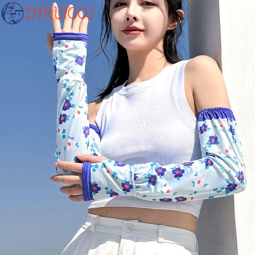 DYRUIDOJ Găng Cánh Tay Chống Nắng Tia UV Họa Tiết Hoa Dễ Thương