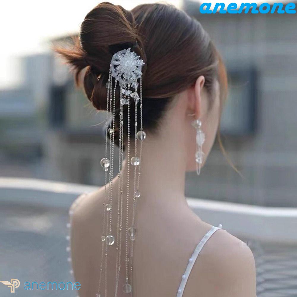 ANEMONE Kẹp Tóc Dài Đính Đá Pha Lê Phong Cách Hàn Quốc Ngọt Ngào Cho Nữ