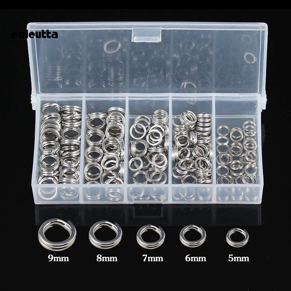 Hộp 200 Khoen Tròn Bằng Thép Không Gỉ Gắn Mồi Câu Cá