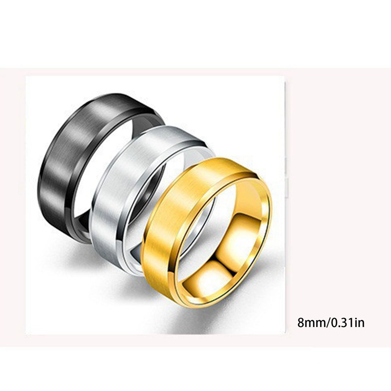 Nhẫn Nam 8MM Bằng Thép Không Gỉ 3 Màu Tùy Chọn Thời Trang