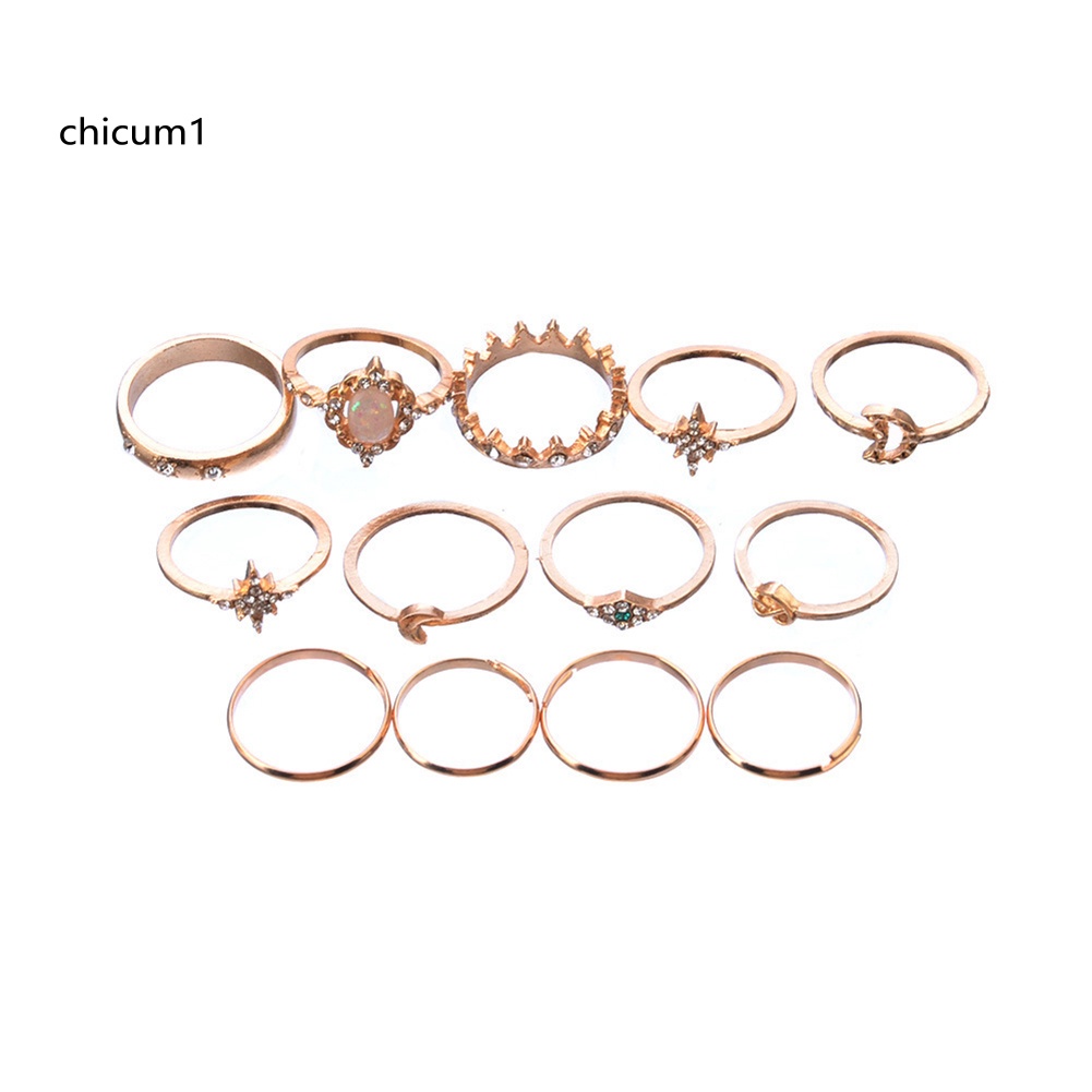 Set 13 Nhẫn Đeo Khớp Ngón Tay Nhiều Kiểu Phong Cách Boho Cho Nữ
