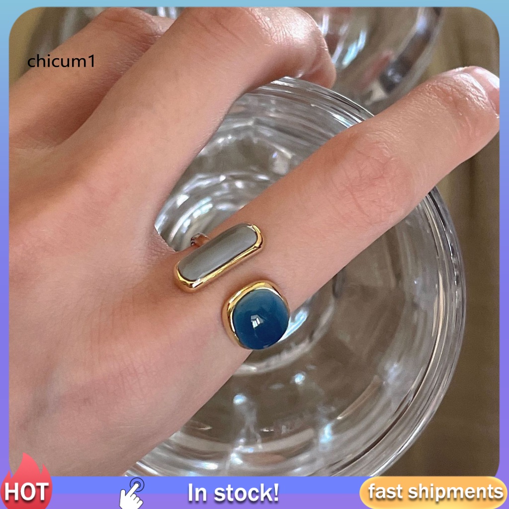 Nhẫn Đeo Ngón Tay CC Kiểu Hình Học Phong Cách Nhật Bản Tinh Tế Có Thể Điều Chỉnh