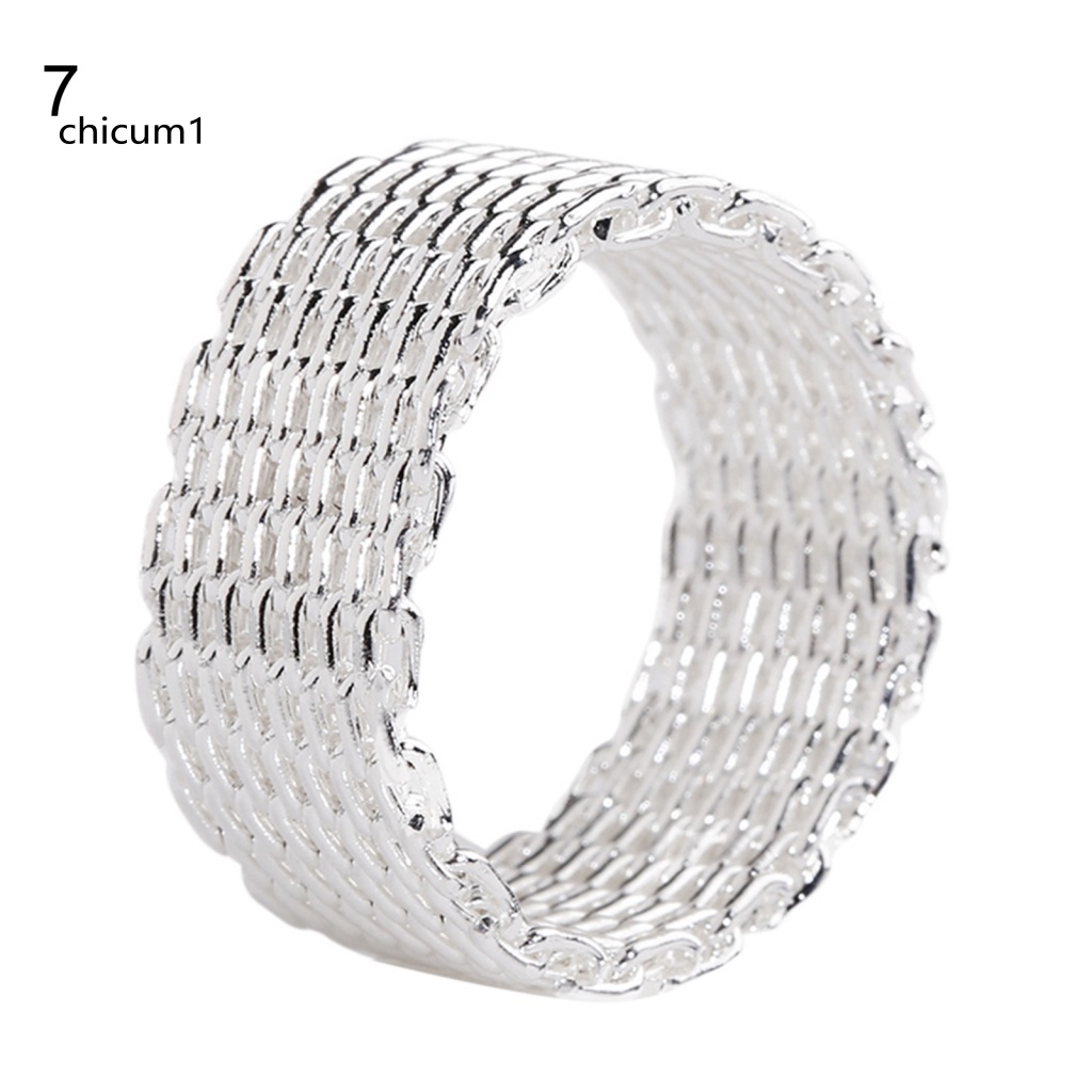 Nhẫn Mạ Bạc Kiểu Lưới Đan Bản Rộng Thời Trang Cho Nữ