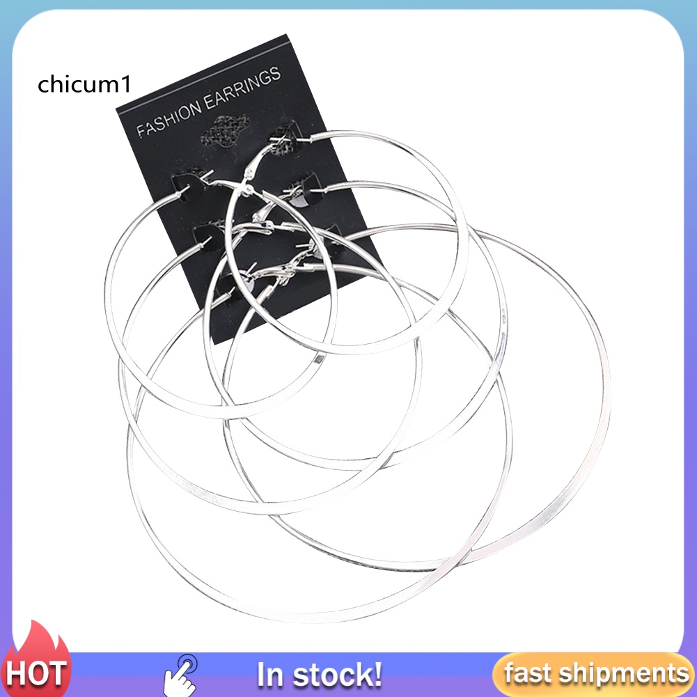 Set 3 Cặp Hoa Tai Dạng Vòng Thời Trang Dành Cho Nữ