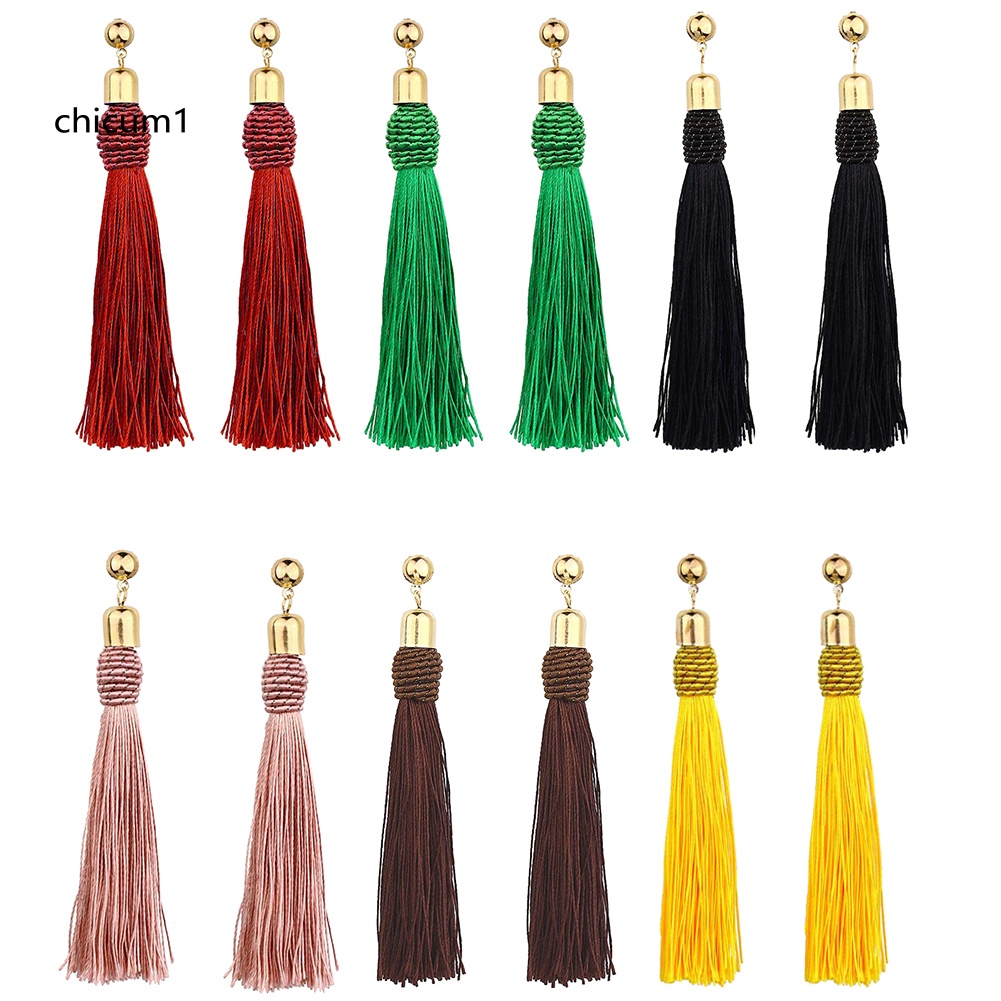 Bông Tai Dạng Dây Tua Dài Phong Cách Bohemia Cho Cô Dâu