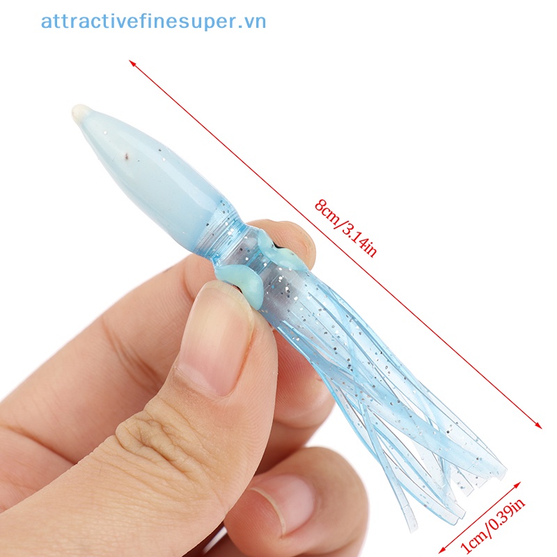 10 Mồi Mực Cao Su Mềm Phát Sáng Trong Đêm Cho Câu Cá