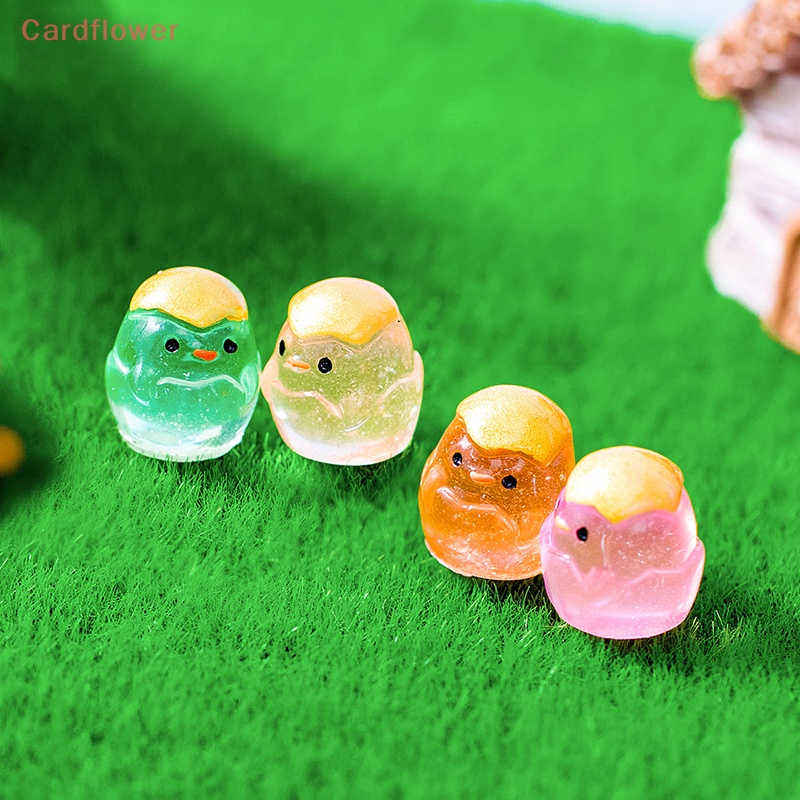 Bộ 5 Tượng Gà Con Phát Sáng Dùng Trang Trí Tiểu Cảnh Mới