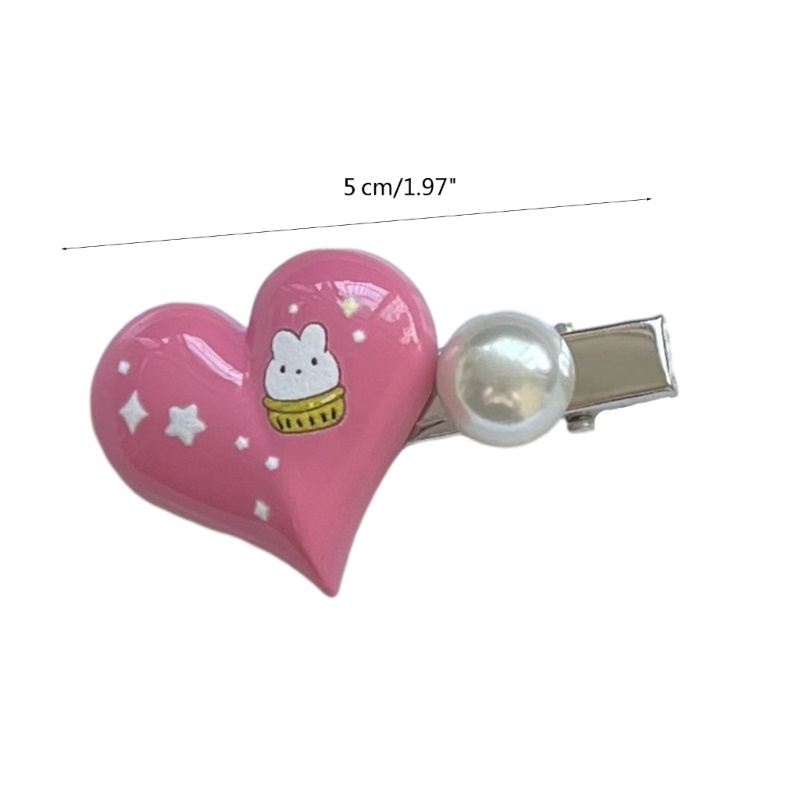 Kẹp Tóc Mái Bằng Bạc Hình Trái Tim Y2K Màu Pastel Dành Cho Nữ