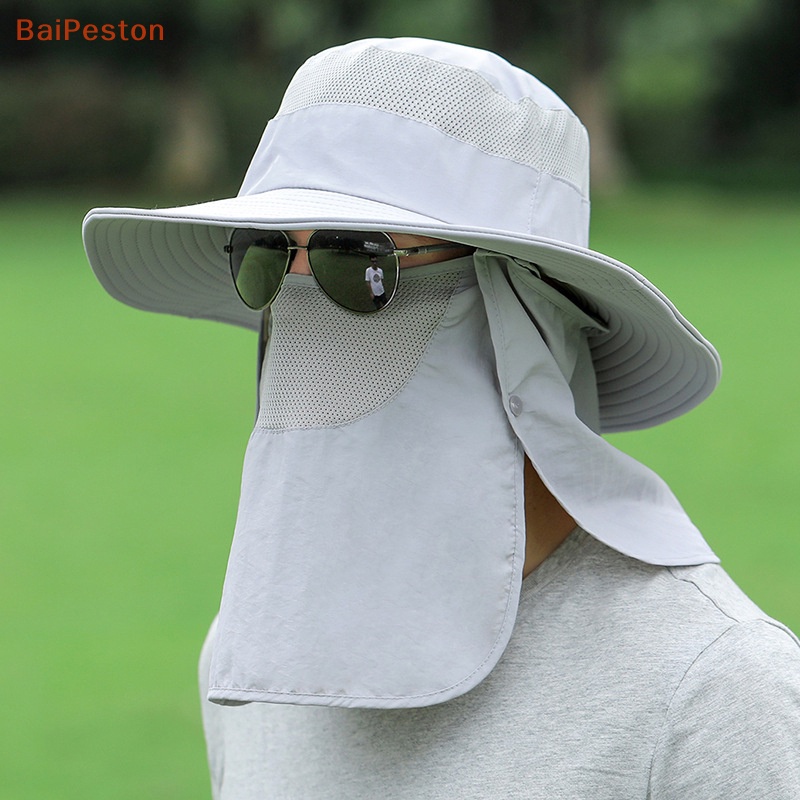 Mũ Rộng Vành Kèm Khẩu Trang Chống Nắng Chất Liệu Nhanh Khô Tiện Dụng Cho Nam Và Nữ