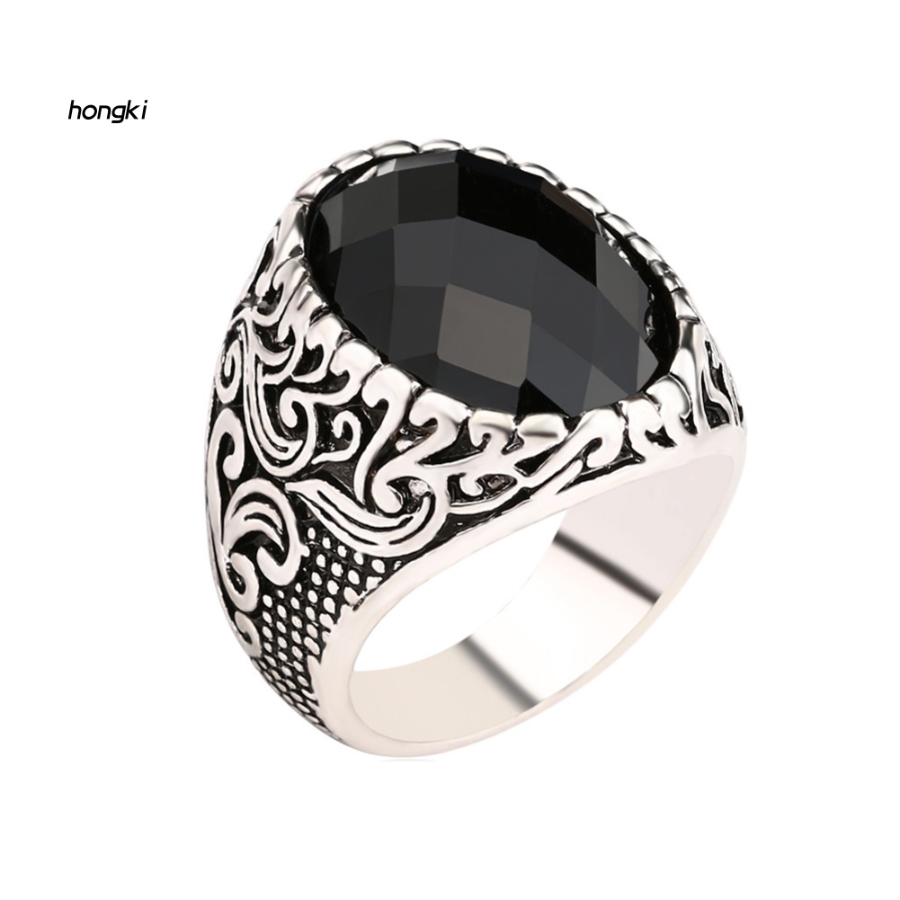 Nhẫn Hợp Kim Chạm Khắc Hình Oval Thời Trang Cho Nam