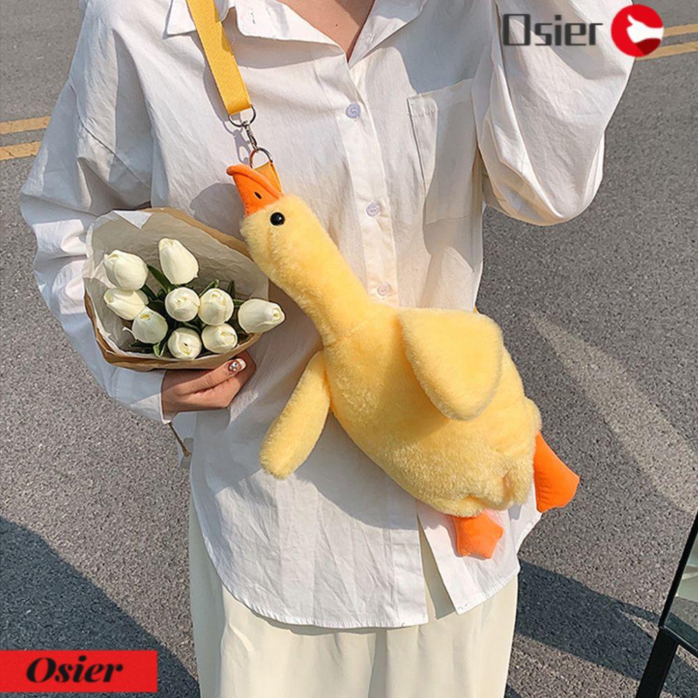 OSIER1 Túi Đeo Chéo Hình Vịt Hoạt Hình Nhồi Bông Đáng Yêu
