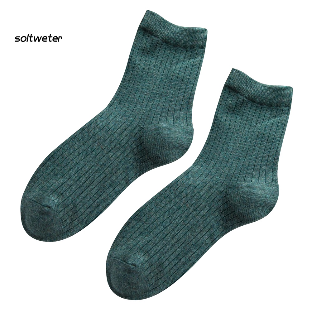 Vớ Cotton Mềm Mại Màu Trơn Thoáng Khí Giữ Ấm Mùa Đông Cho Nữ