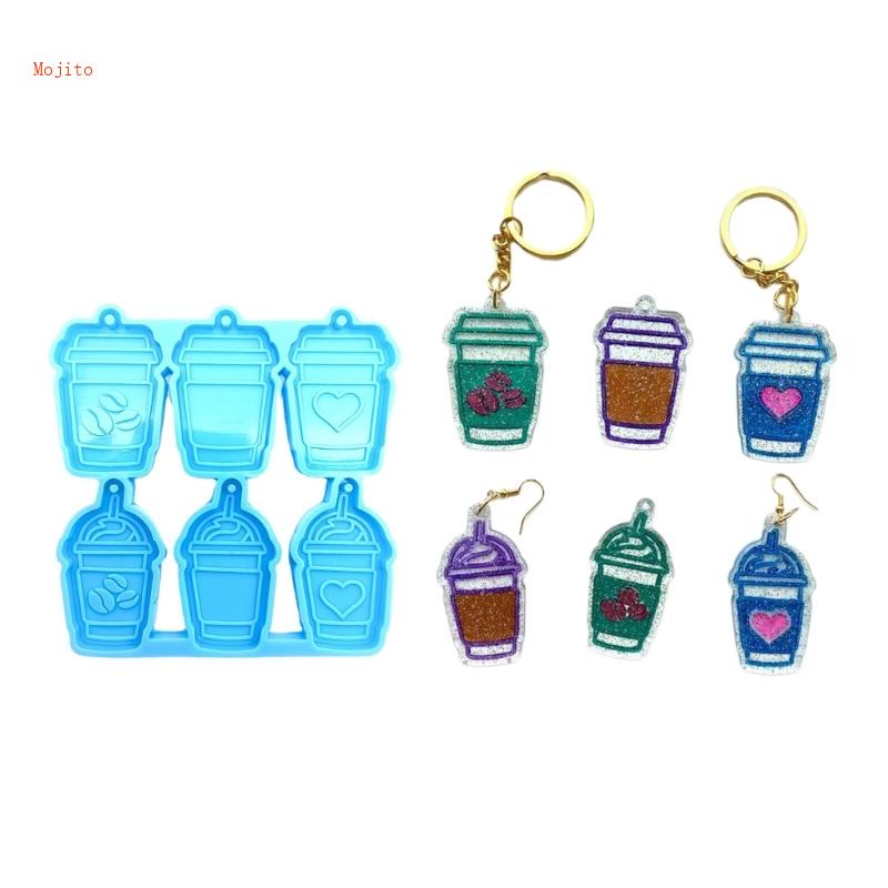 Khuôn Silicone Làm Móc Khóa 6 Ngăn Hình Ly Sữa Mojito