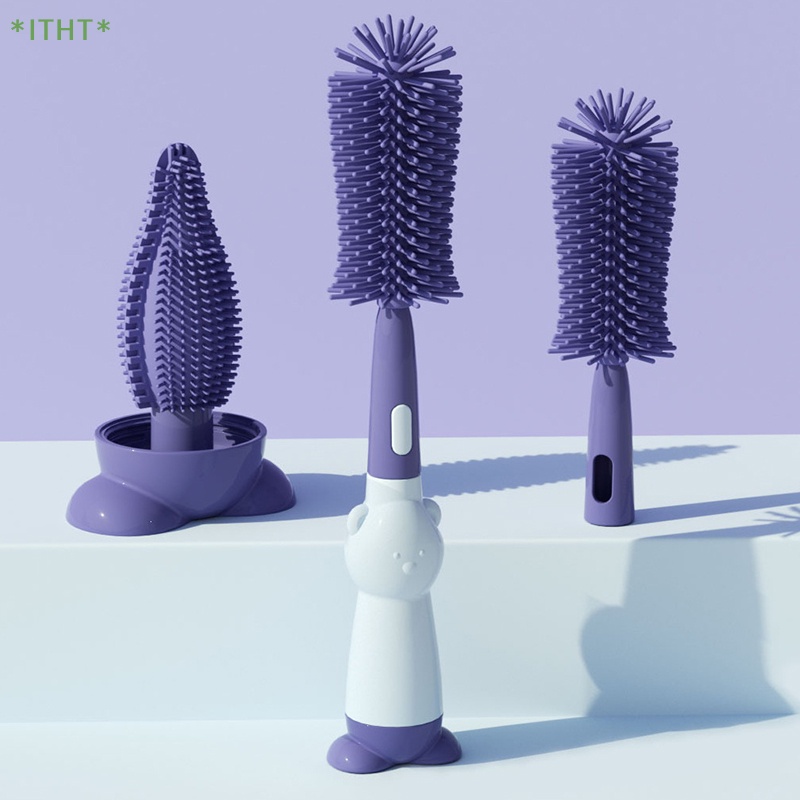 Itht &gt; Bộ Bàn Chải Vệ Sinh Bình Sữa Núm Vú Giả Ba Trong Một Bằng Silicon Cấp Thực Phẩm Sáng Tạo Và Thực