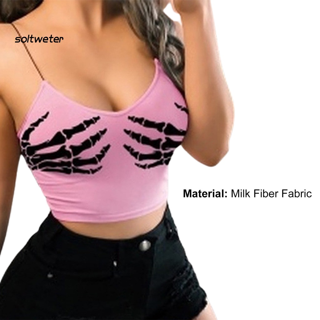St Áo Croptop Ôm Dáng In Hình Bàn Tay Phong Cách Gothic Quyến Rũ