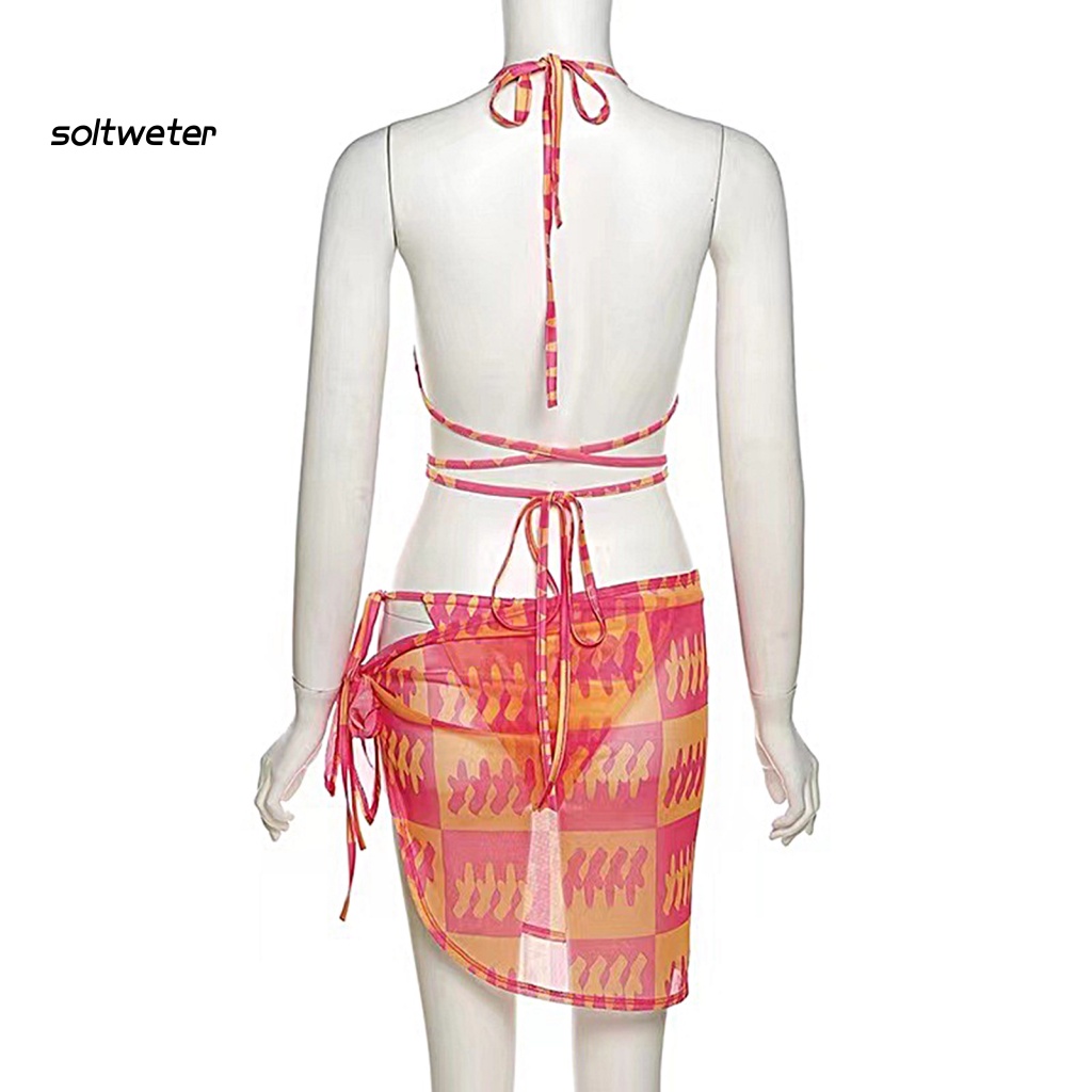 Bộ Đồ Bơi 3 Mảnh Hở Vai Màu Nhuộm Phong Cách Thể Thao Thời Trang Quyến Rũ Cho Nữ