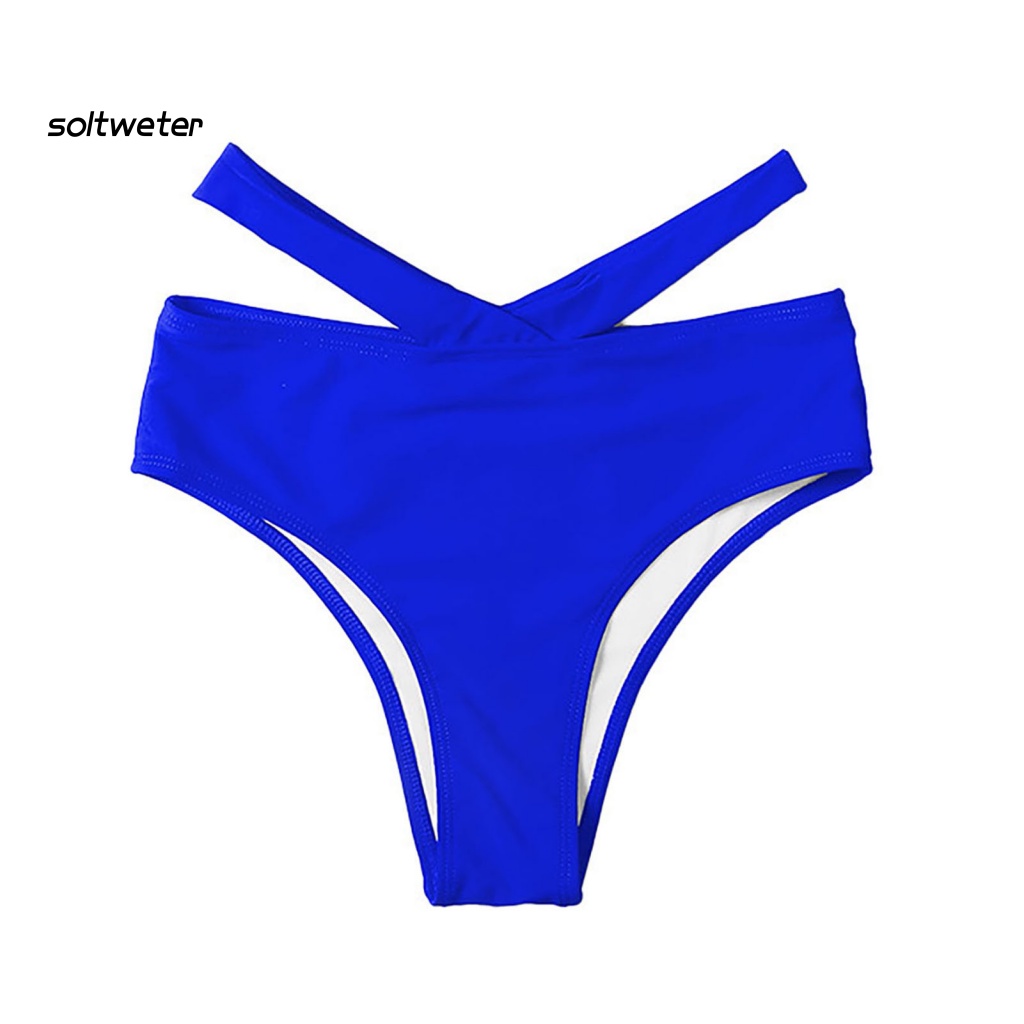 Quần Bơi Thể Thao Lưng Cao Co Giãn Mềm Mại Màu Trơn Khoét Rỗng Ôm Dáng Cho Nữ