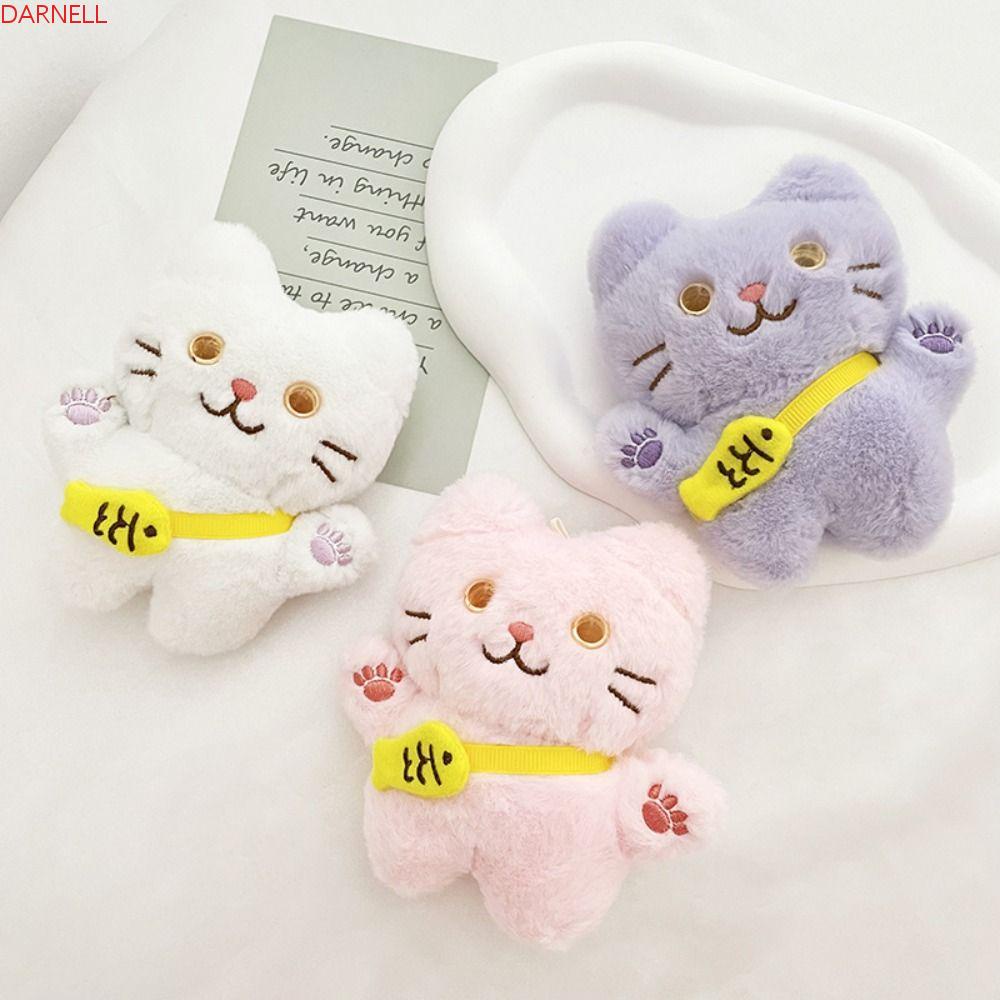 DARNELL 1 Chú Mèo Nhồi Bông Mini Mềm Mại Trang Trí Điện Thoại / Móc Khóa
