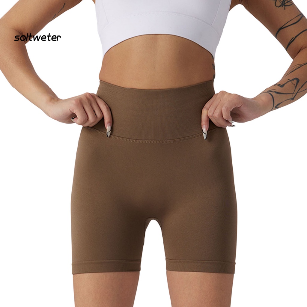 Quần Short Lưng Cao Co Giãn Thấm Hút Mồ Hôi Tập Yoga Cho Nữ