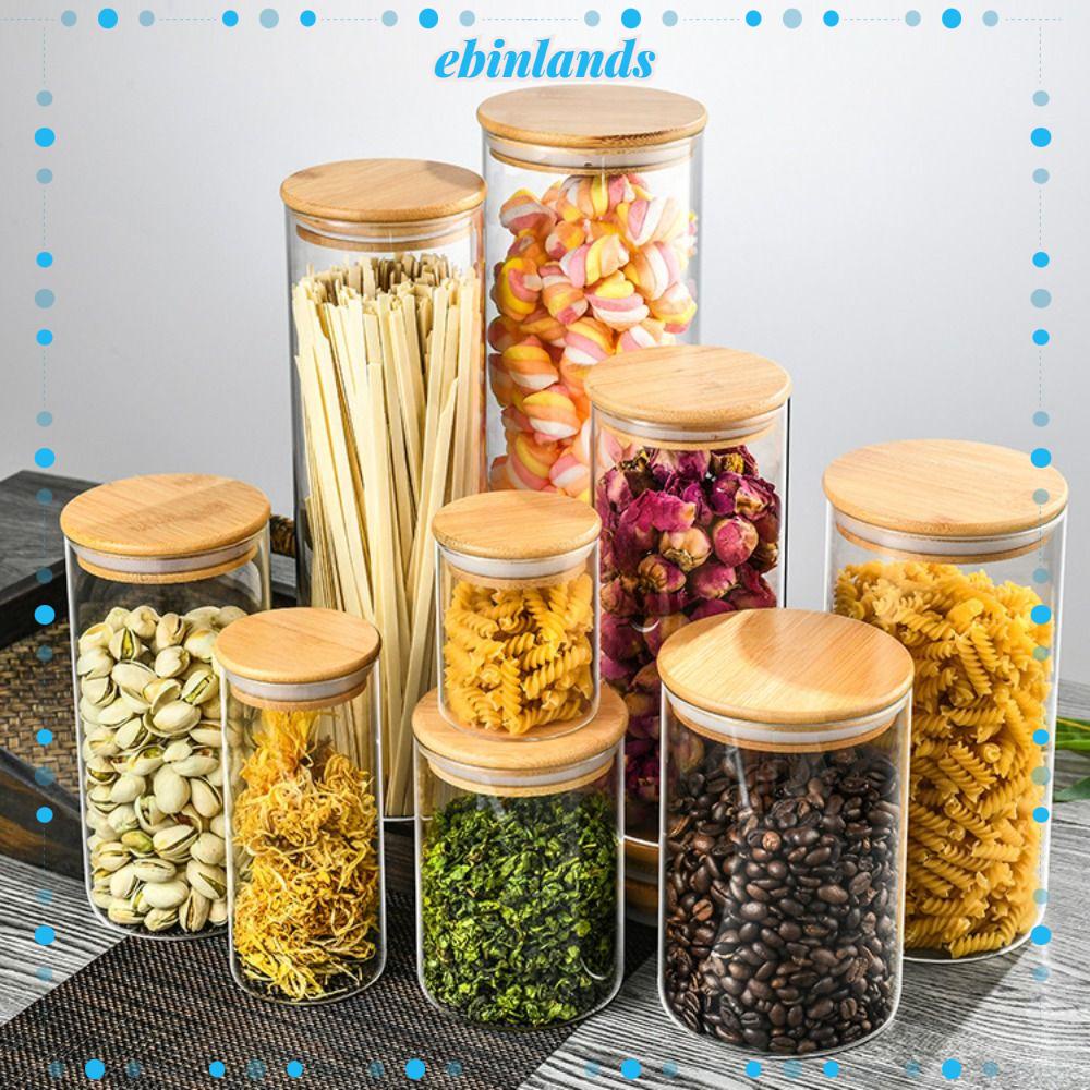 EBINLANDS Lọ Thủy Tinh Trong Suốt Đựng Thực Phẩm Có Nắp Đậy Nhiều Kích Thước Khác Nhau Cho Nhà Bếp