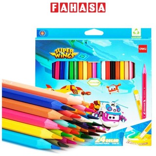 Hộp 24 bút chì màu superwings - deli c126-24