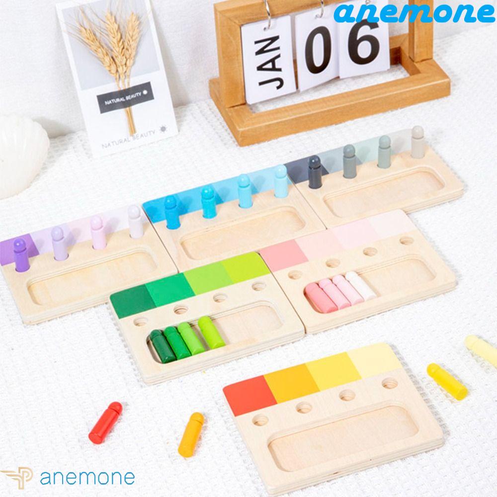 ANEMONE Bộ Đồ Chơi Lắp Ráp Bằng Gỗ Nhiều Màu Sắc Cho Bé Mẫu Giáo
