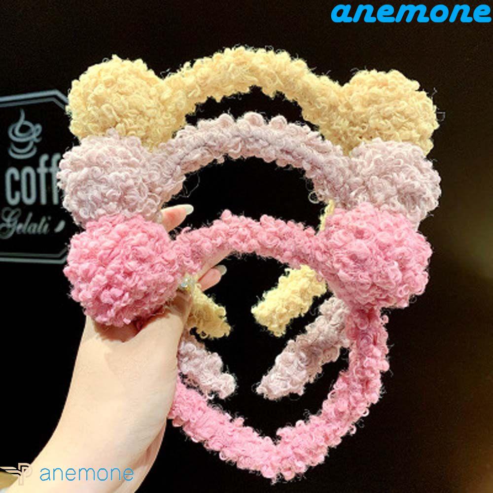 ANEMONE Băng Đô Cài Tóc Đính Bóng Lông Dễ Thương Thời Trang Mùa Đông Cho Nữ