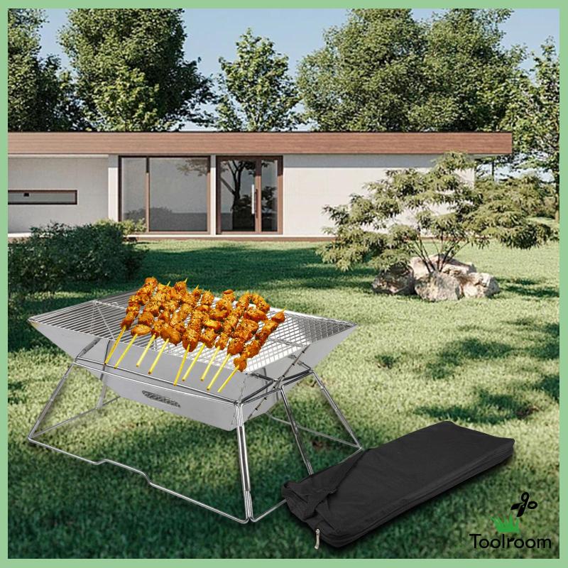 Vỉ Nướng Bbq Bằng Thép Không Gỉ Có Thể Gấp Gọn Tiện Dụng Cho Gia Đình / Đi Biển / Cắm Trại