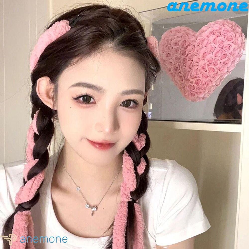 ANEMONE Kẹp Tóc Vải Lông Vô Hình Phong Cách Hip Hop Hàn Quốc Ngọt Ngào Y2K DIY