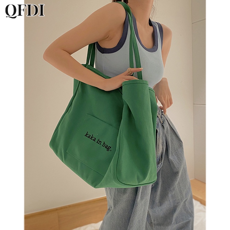QFDI Túi Xách canvas Sức Chứa Lớn Dễ Phối Đồ Thời Trang Cho Nữ