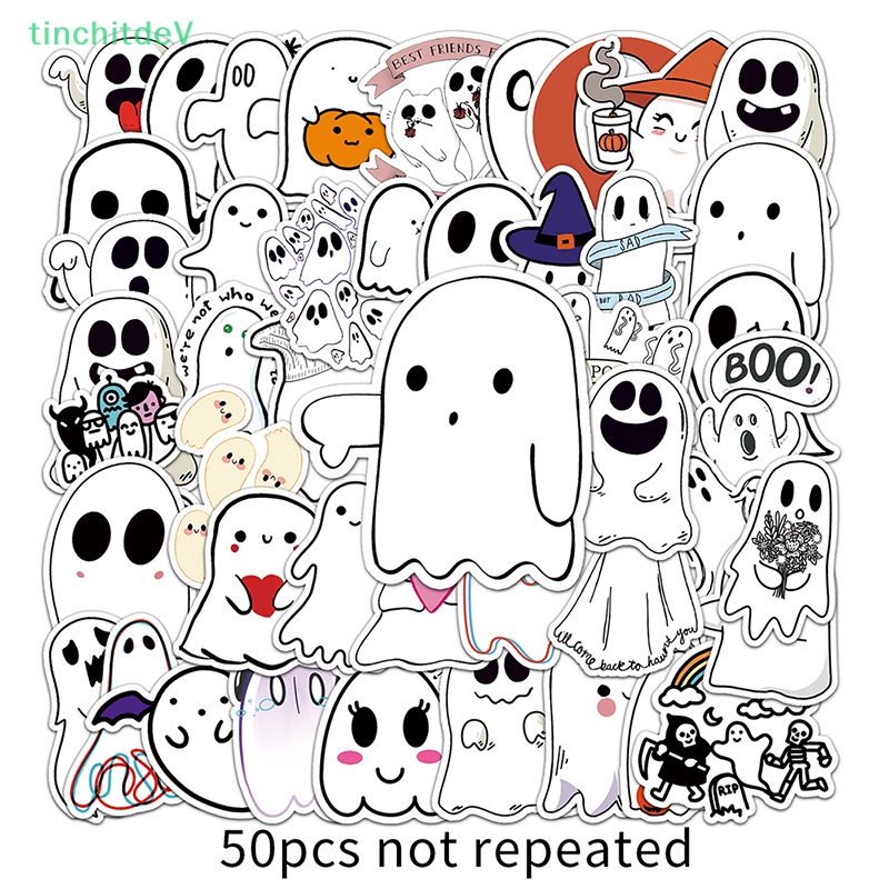 Bộ 50 Miếng Dán Trang Trí Sổ Tay Chống Thấm Nước Hình Quỷ Halloween Dễ Thương