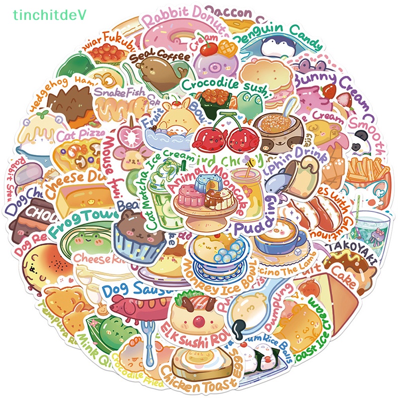 Bộ 50 Miếng Dán Trang Trí Xe Hơi / Guitar / Laptop Họa Tiết Hoạt Hình Động Vật Dễ Thương