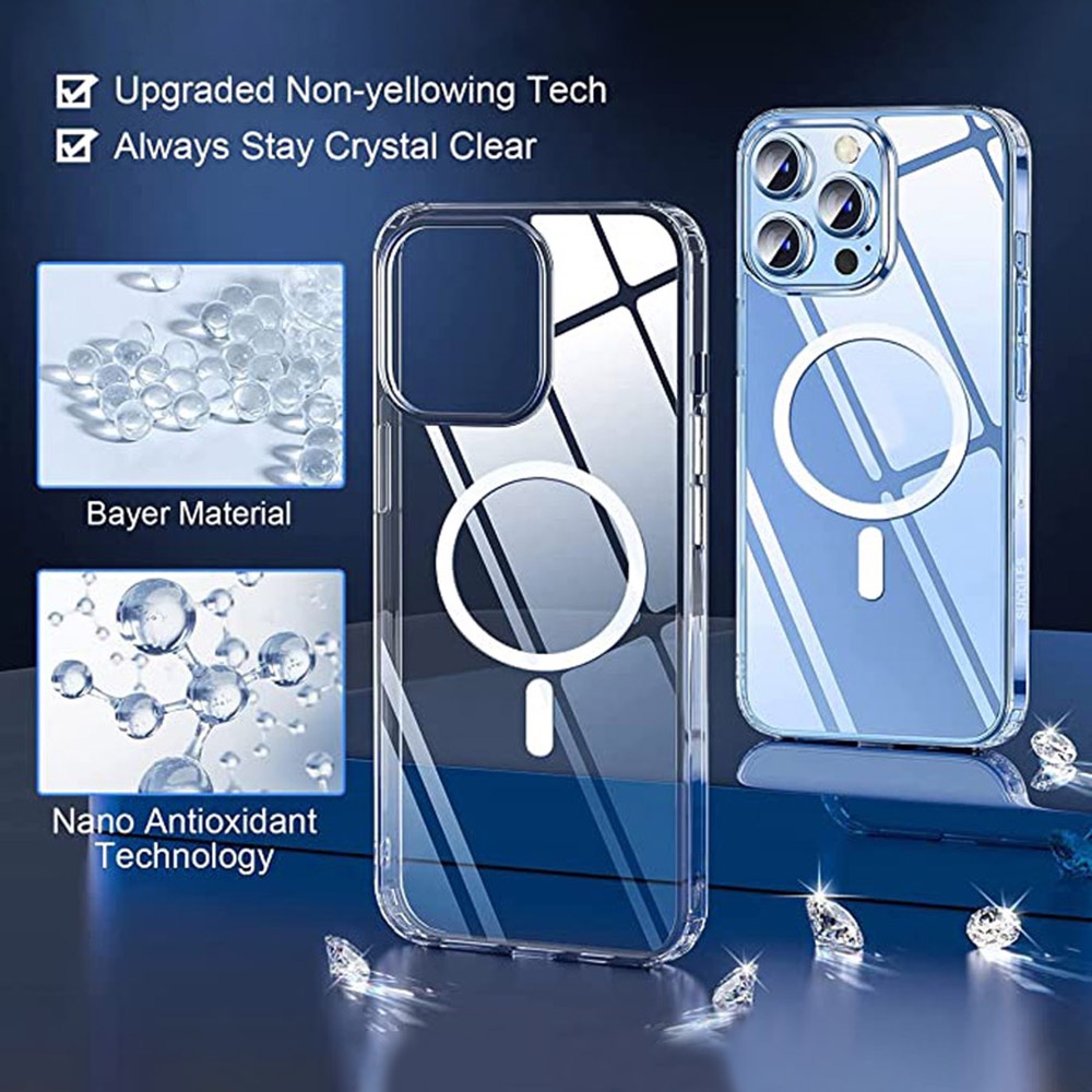 Ốp Điện Thoại TPU Mềm Chống Sốc Trong Suốt Từ Tính Sang Trọng Cho IPhone 14 13 12 11 Pro Max X XR 8 7 Plus