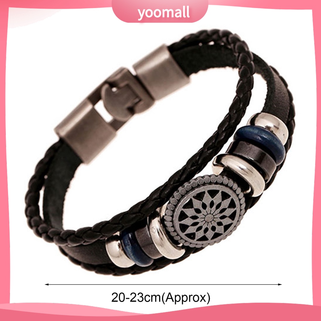 Vòng Tay Giả Da Bện Nhiều Lớp Unisex