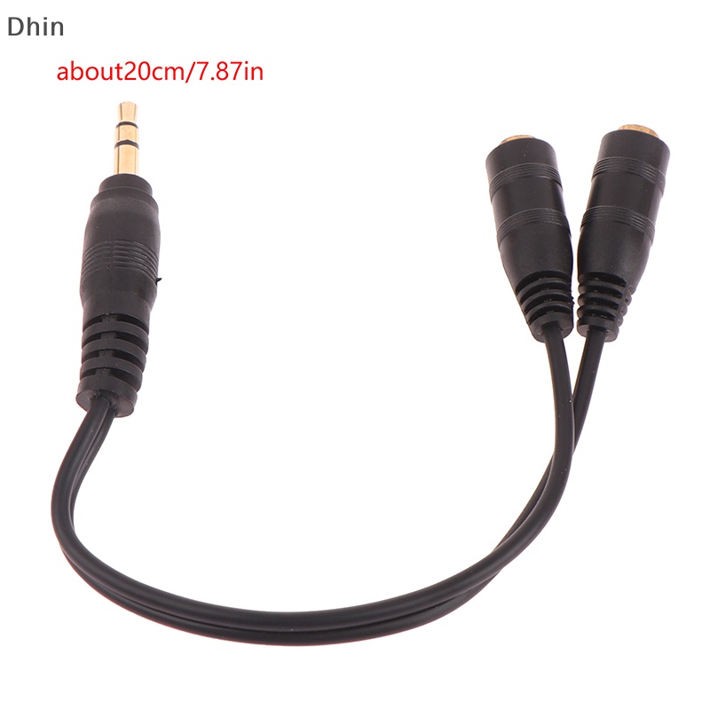 [Dhin] 1 in 2 3.5mm Stereo Audio Univesal Male to 2 Female Headset Mic Y Splitter Earphone Cable Adapter For Iphone Android Headphone COD