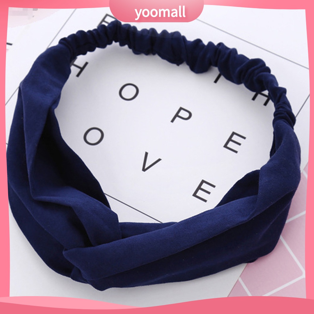 Băng Đô Thắt Nút Chéo Bằng Da Lộn Mềm Co Giãn Màu Trơn Phong Cách Vintage Dành Cho Nữ