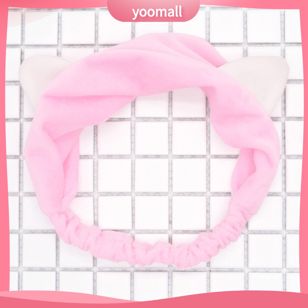 Băng Đô Tai Mèo Hoạt Hình Co Giãn Đáng Yêu Dành Cho Nữ Rửa Mặt Trang Điểm