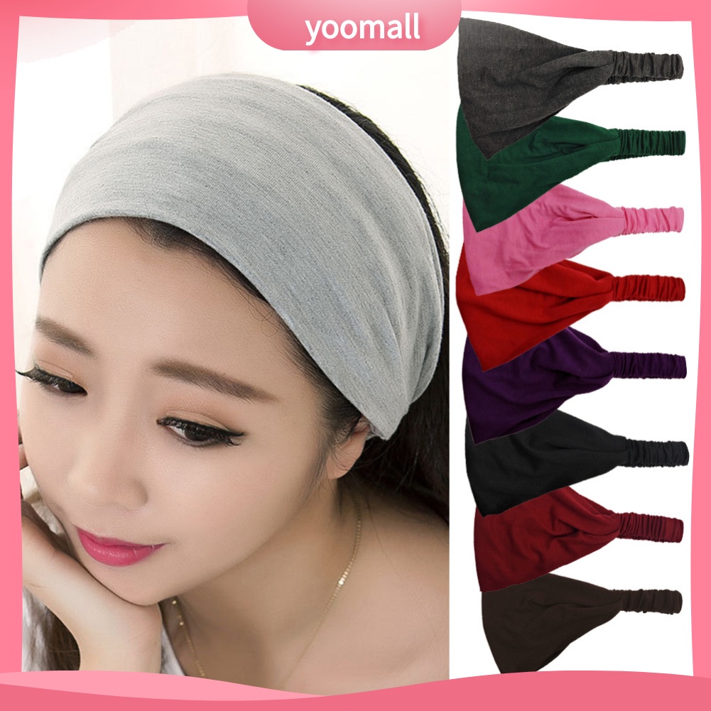 Băng Đô Bản Rộng Màu Trơn Thấm Hút Tốt Hỗ Trợ Tập Yoga / Thể Thao Dành Cho Nữ