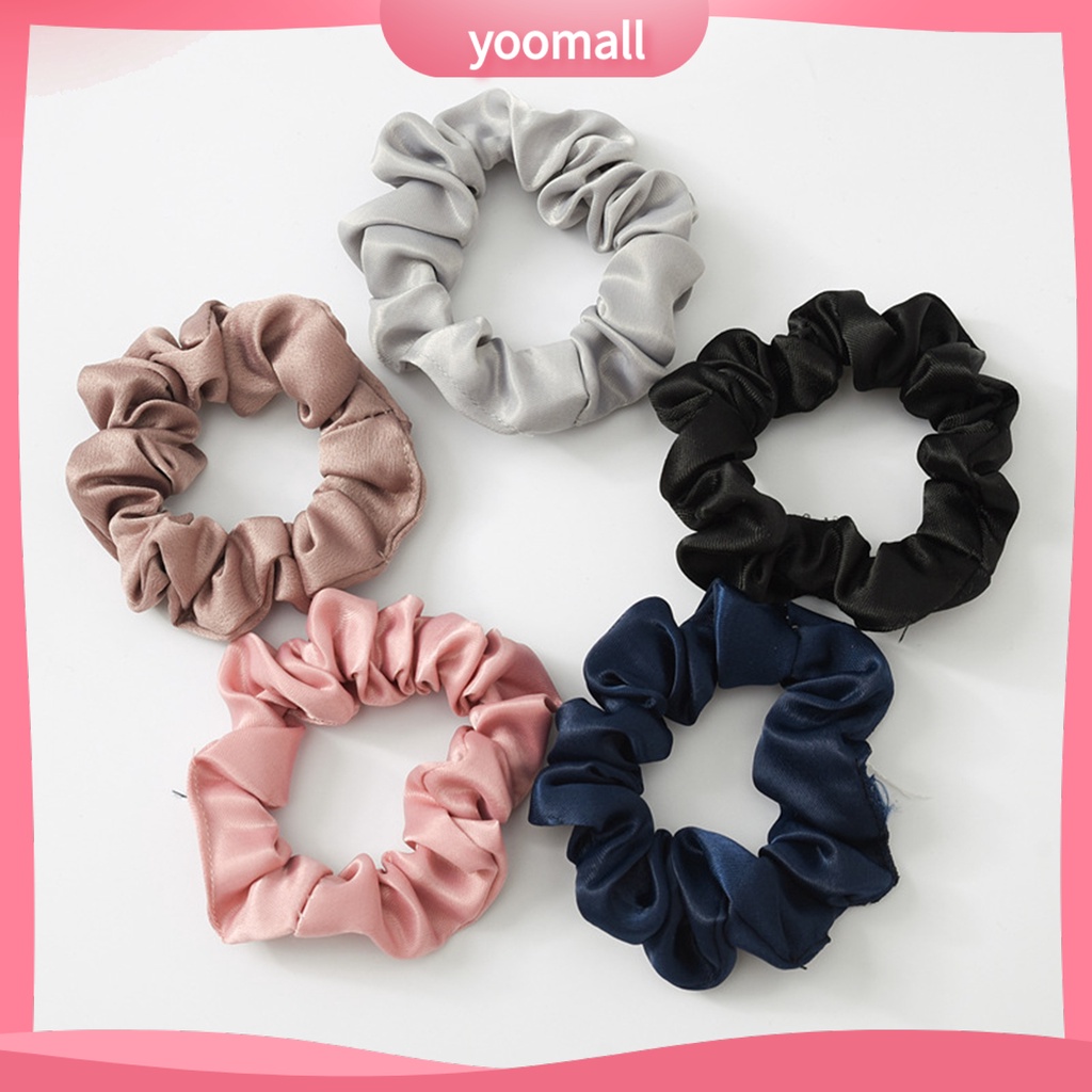 Bộ 2 Dây Buộc Tóc Co Giãn Chống Rơi Màu Trơn Xinh Xắn