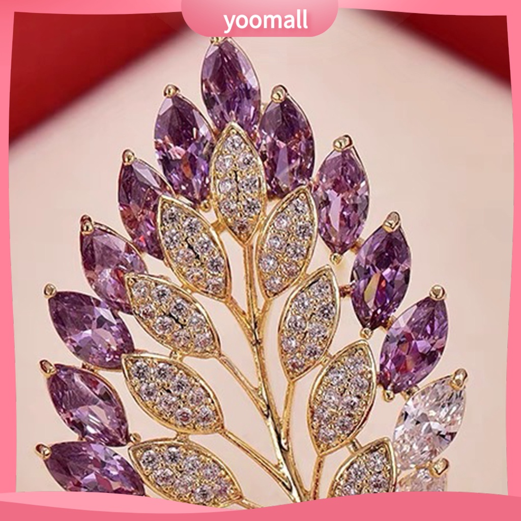 Ghim Cài Áo Hình Chiếc Lá Đính Đá Thời Trang