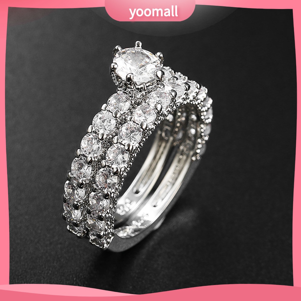 1 Cặp Nhẫn Đính Đá Toàn Diện Không Phai Màu Trọng Lượng Nhẹ Dành Cho Nữ