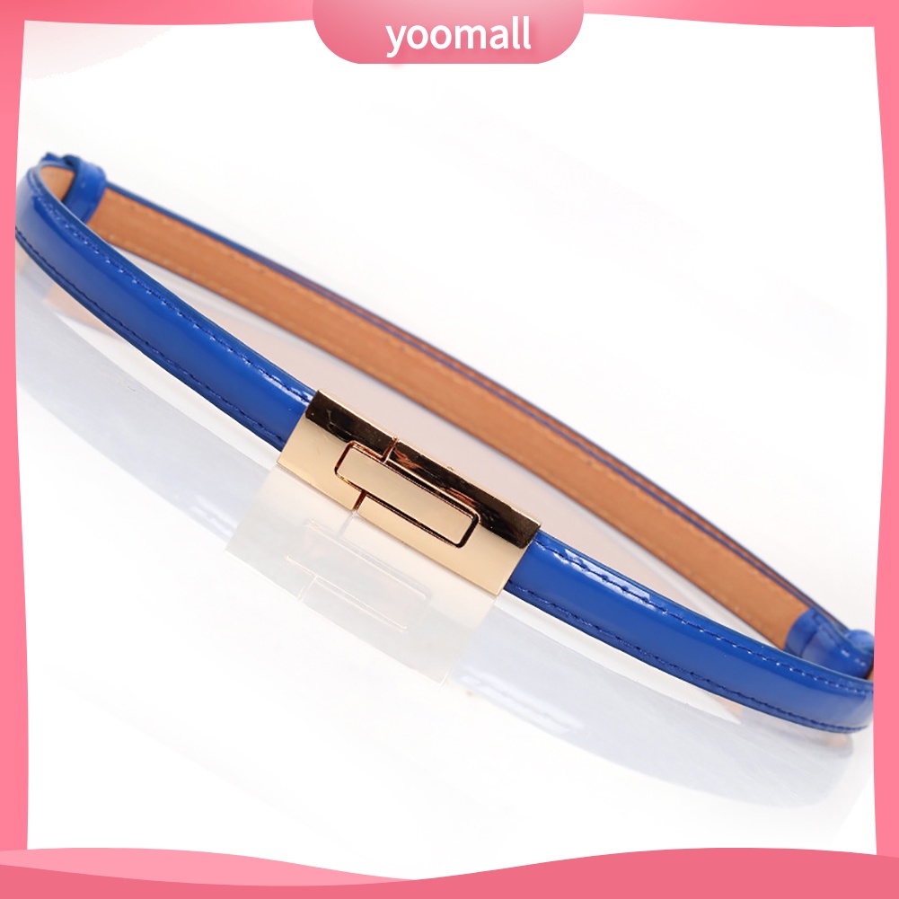 Thắt Lưng Nữ Giả Da Màu Trơn Khóa Kim Loại Thời Trang